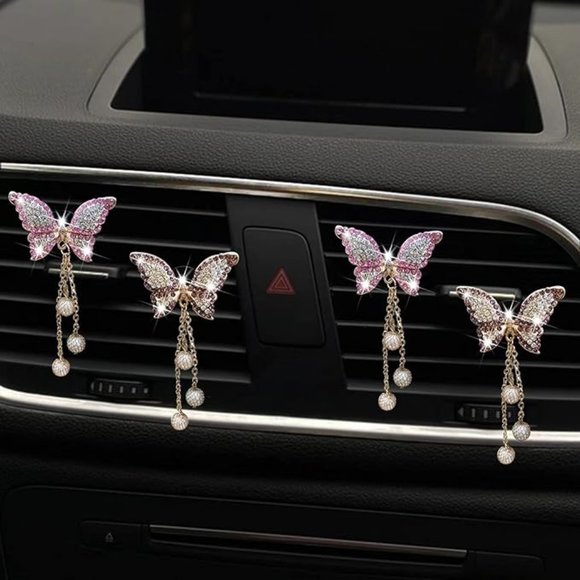4 Pcs Bling Butterfly Car Air Vent Clips - Picture 1 of 5